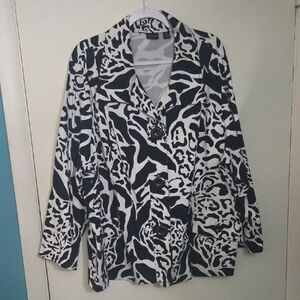 Westbound Black and Cream Animal Print Blazer